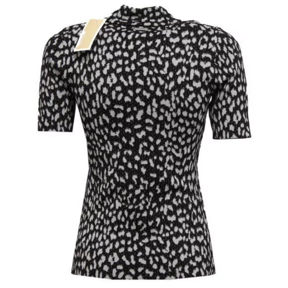 🆕 MICHAEL KORS Black & Silver Lurex Animal Print Top - Picture 4 of 11